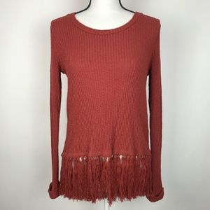 Anthropologie Eri & Ali Malla Fringe Hem Pullover